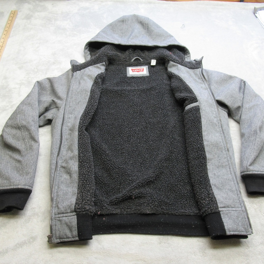 Levis Jacket Mens Small Gray Softshell Sherpa Lin… - image 3